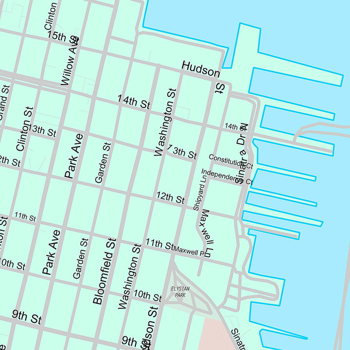 Premium Style Wall Map of Hoboken, NJ