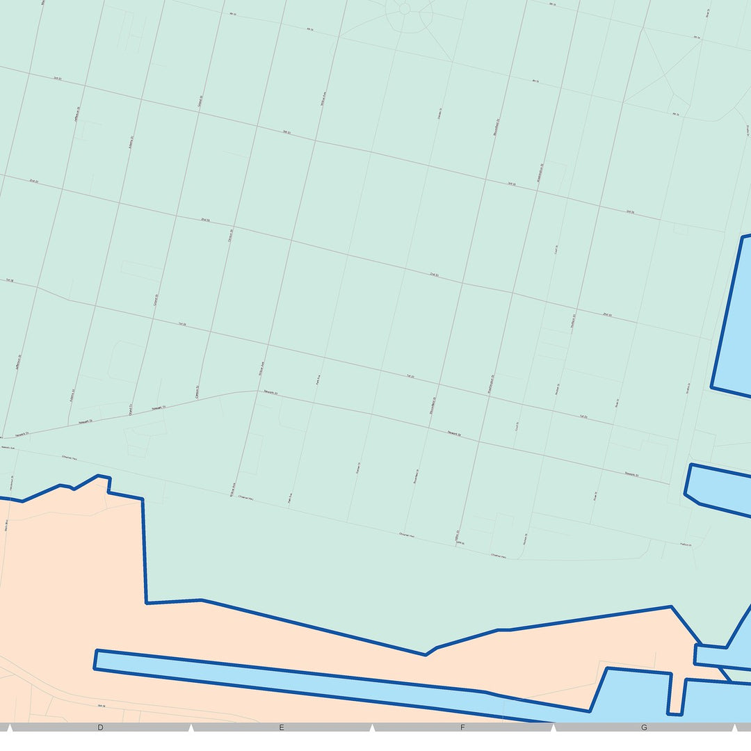 Color Cast Zip Code Style Wall Map of Hoboken, NJ