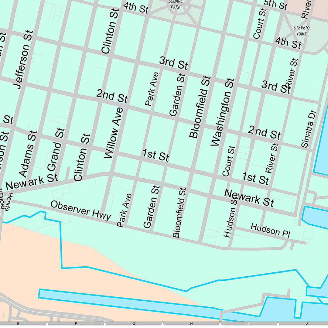 Premium Style Wall Map of Hoboken, NJ