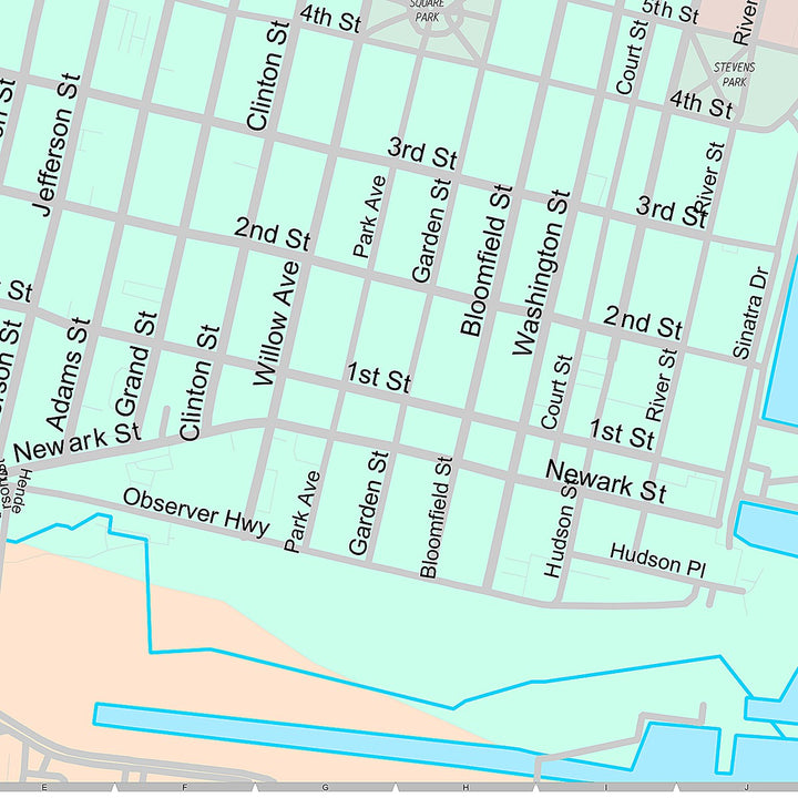 Premium Style Wall Map of Hoboken, NJ
