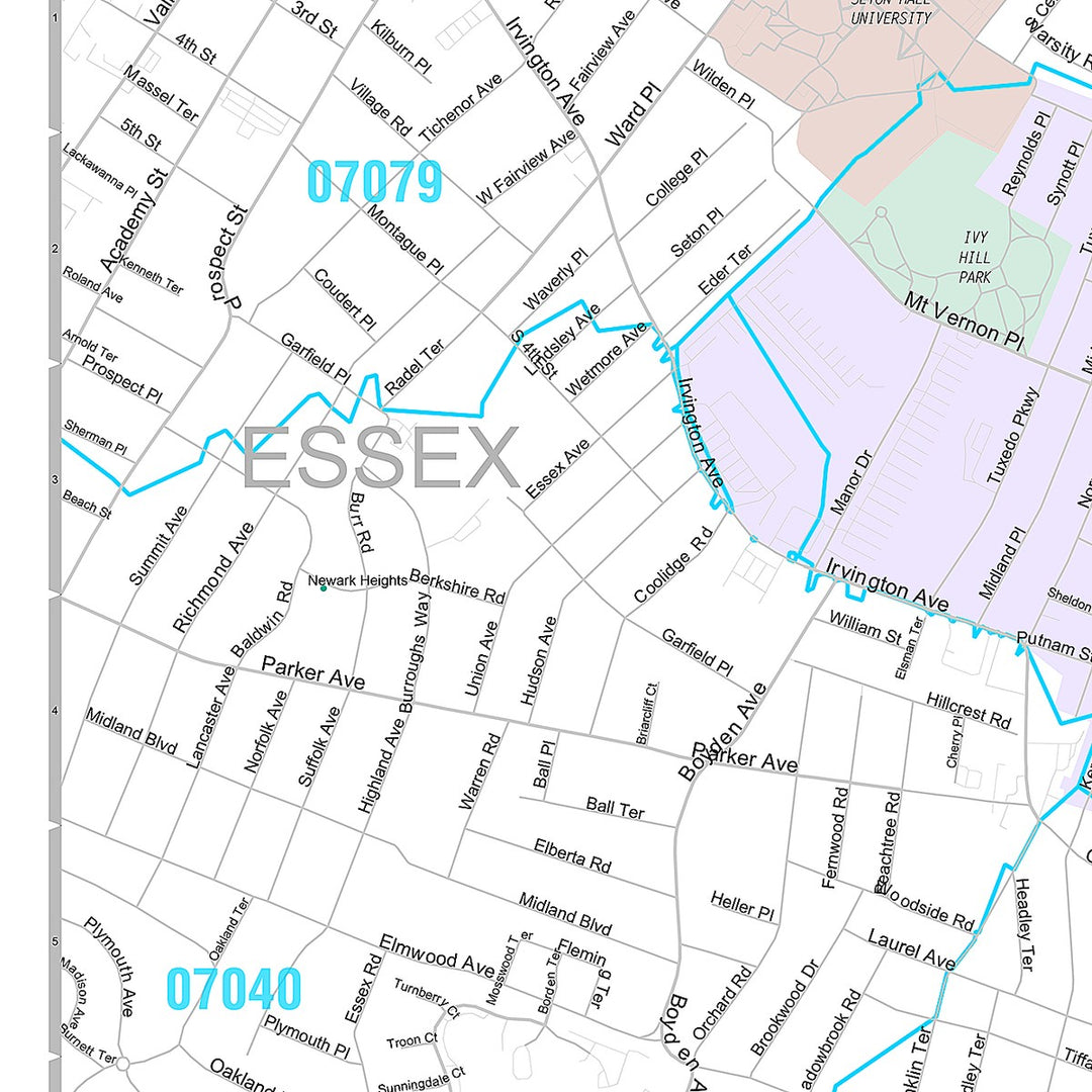 Premium Style Wall Map of Irvington, NJ