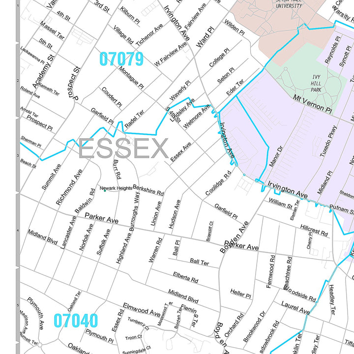 Premium Style Wall Map of Irvington, NJ