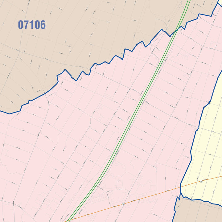 Color Cast Zip Code Style Wall Map of Irvington, NJ