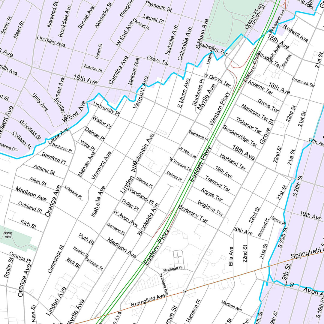 Premium Style Wall Map of Irvington, NJ