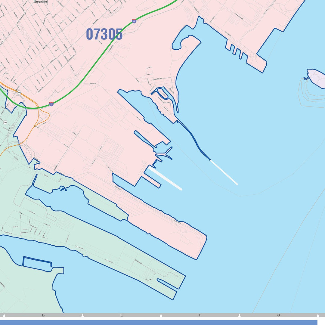 Colorcast Zip Code Style Wall Map of Jersey City, NY – American Map Store