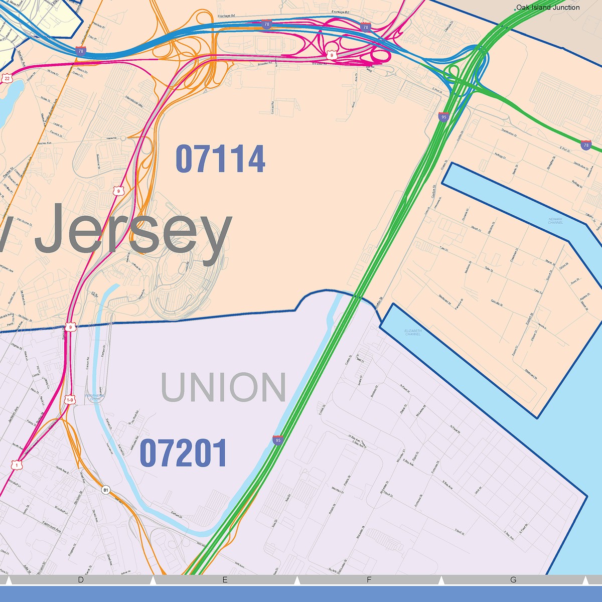 トゲチック ホロ ★ [地図にない町] 062/092 Colorcast Zip Code Style Wall Map of Newark, NJ – American Map Store