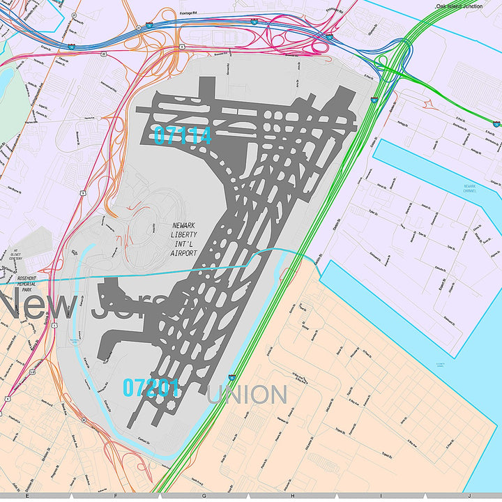 Premium Style Wall Map of Newark, NJ