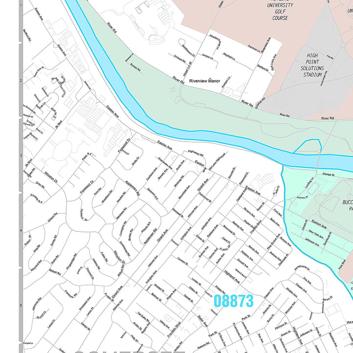 Premium Style Wall Map of New Brunswick, NJ