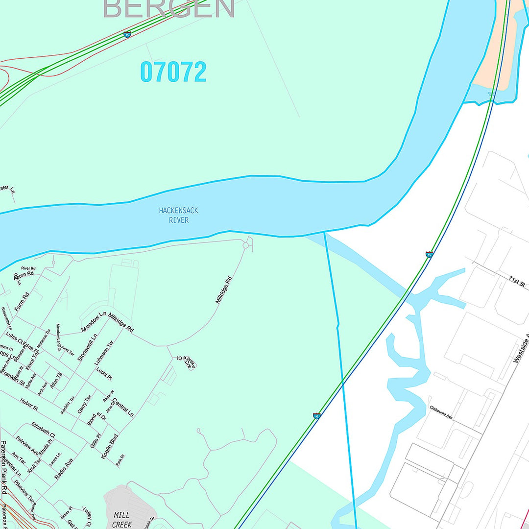 Premium Style Wall Map of North Bergen, NJ