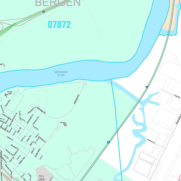 Premium Style Wall Map of North Bergen, NJ