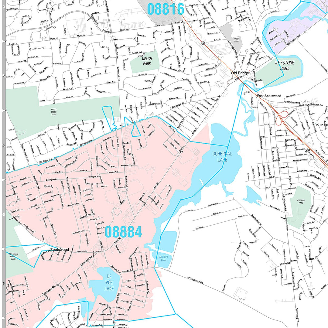 Premium Style Wall Map of Old Bridge, NJ