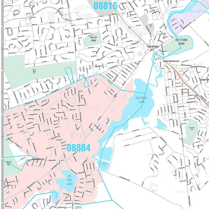 Premium Style Wall Map of Old Bridge, NJ