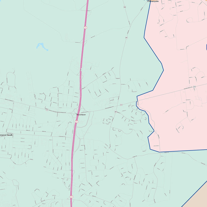 Color Cast Zip Code Style Wall Map of Old Bridge, NJ