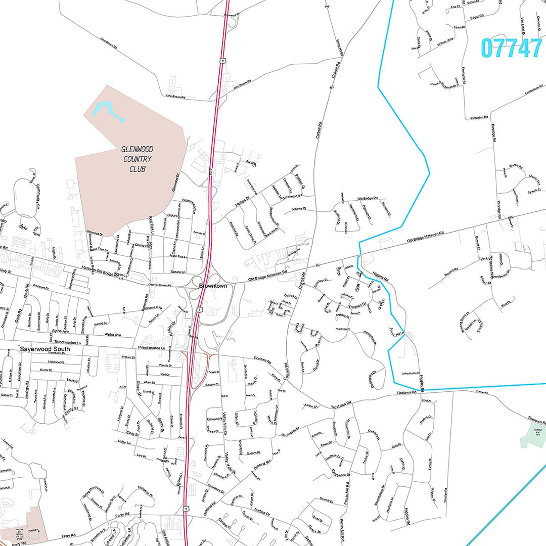 Premium Style Wall Map of Old Bridge, NJ