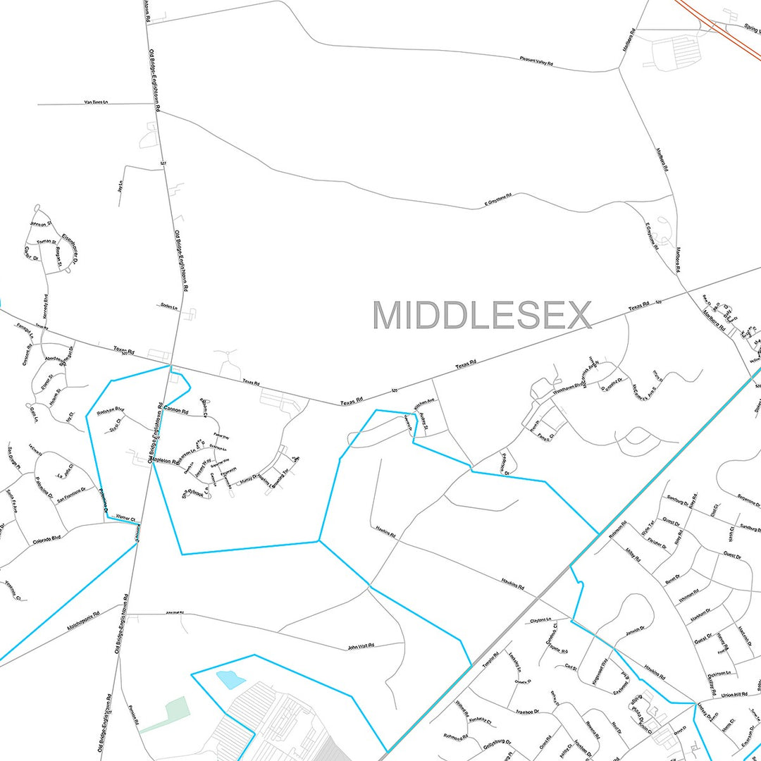 Premium Style Wall Map of Old Bridge, NJ