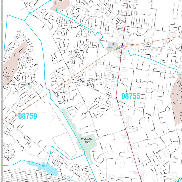 Premium Style Wall Map of Toms River, NJ