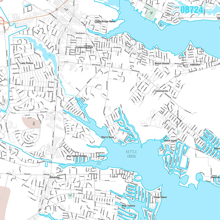 Premium Style Wall Map of Toms River, NJ