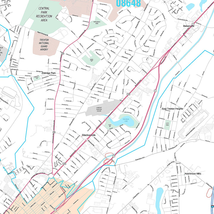 Premium Style Wall Map of Trenton, NJ