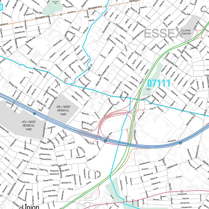 Premium Style Wall Map of Union, NJ