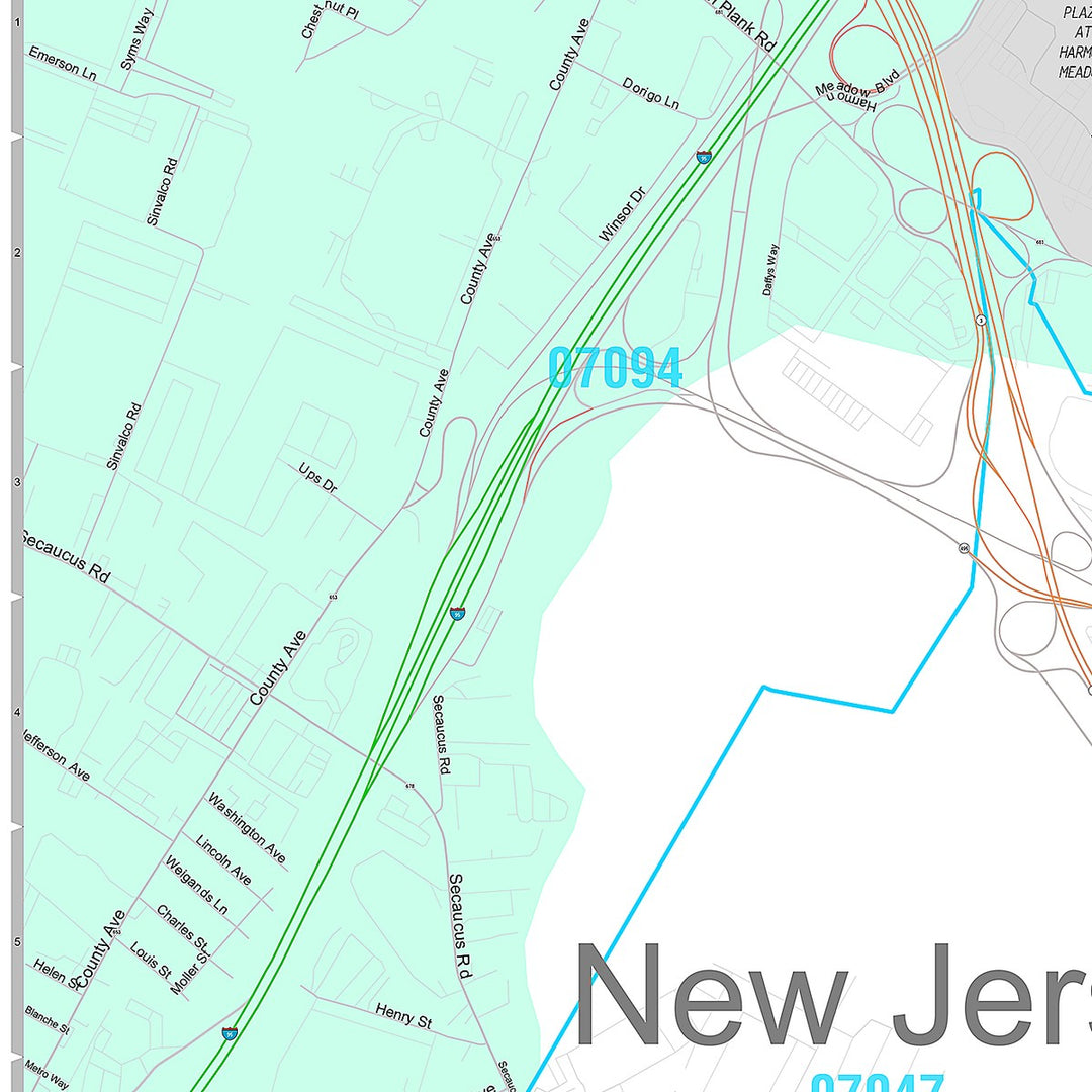 Premium Style Wall Map of Union City, NJ