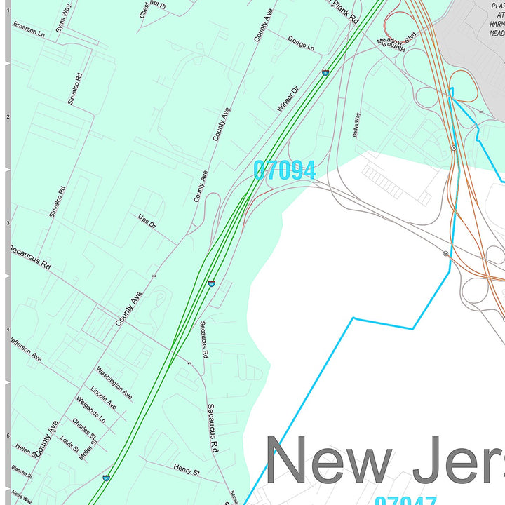 Premium Style Wall Map of Union City, NJ