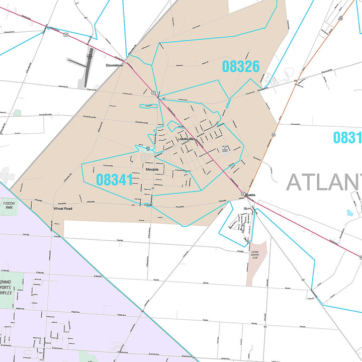 Premium Style Wall Map of Vineland, NJ