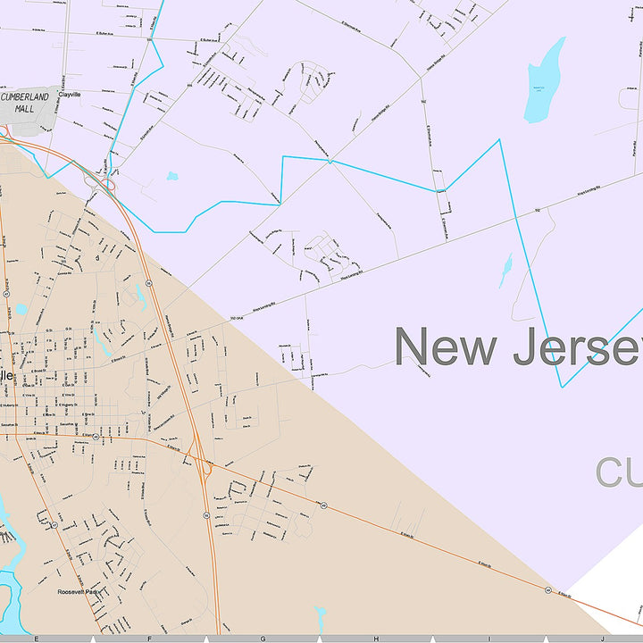 Premium Style Wall Map of Vineland, NJ