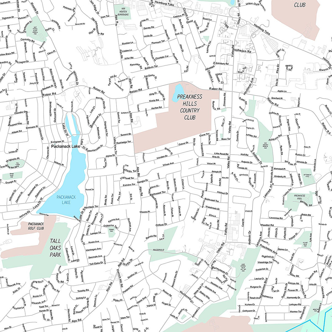 Premium Style Wall Map of Wayne, NJ