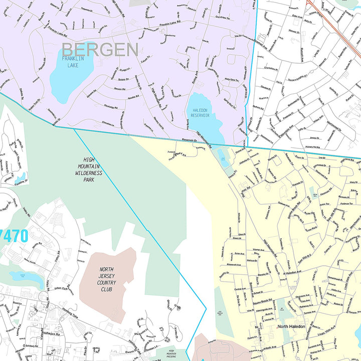 Premium Style Wall Map of Wayne, NJ