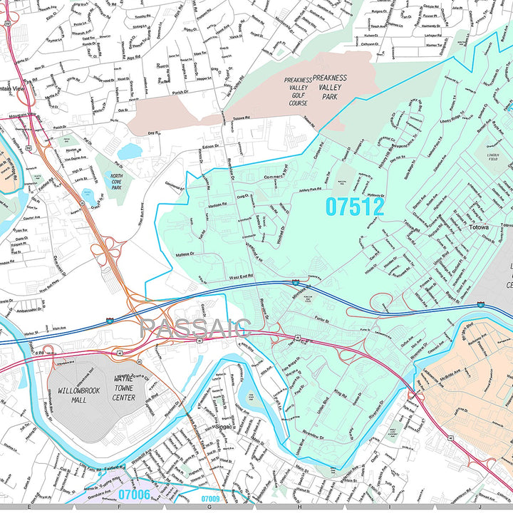 Premium Style Wall Map of Wayne, NJ