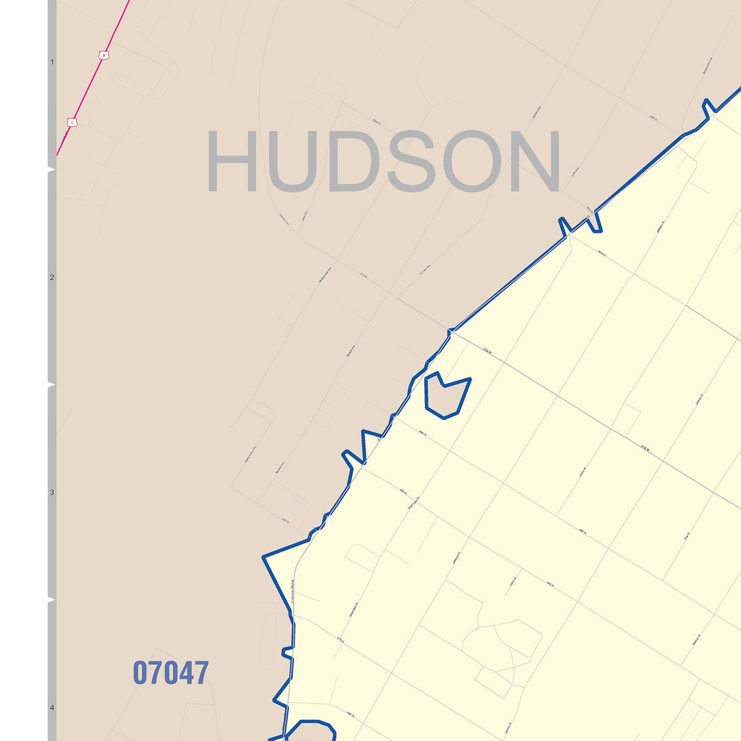 Color Cast Zip Code Style Wall Map of West New York, NJ