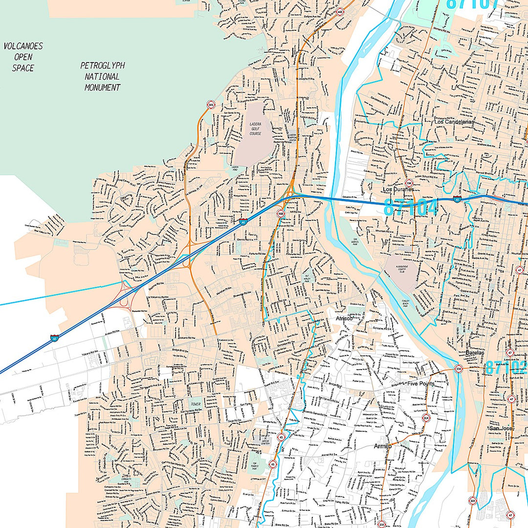 Premium Style Wall Map of Albuquerque NM