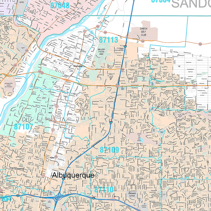 Premium Style Wall Map of Albuquerque NM