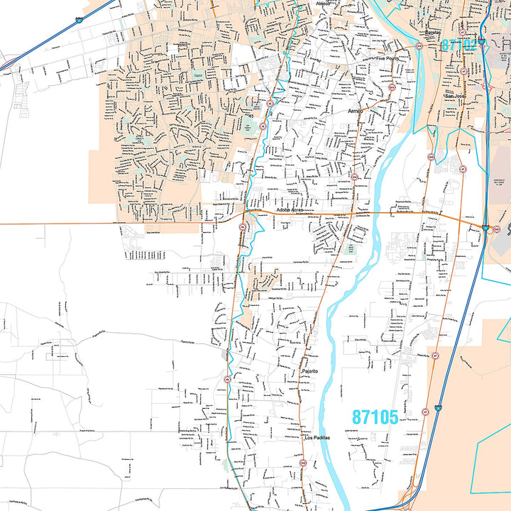 Premium Style Wall Map of Albuquerque NM