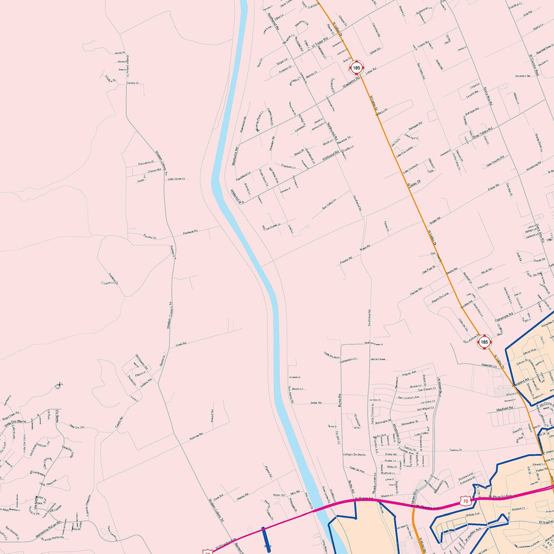Color Cast Zip Code Style Wall Map of Las Cruces, NM