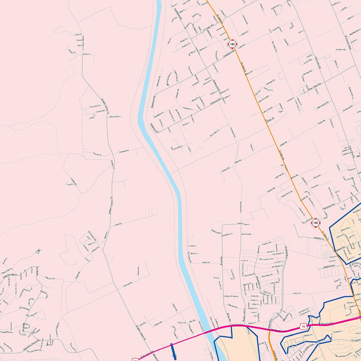 Color Cast Zip Code Style Wall Map of Las Cruces, NM