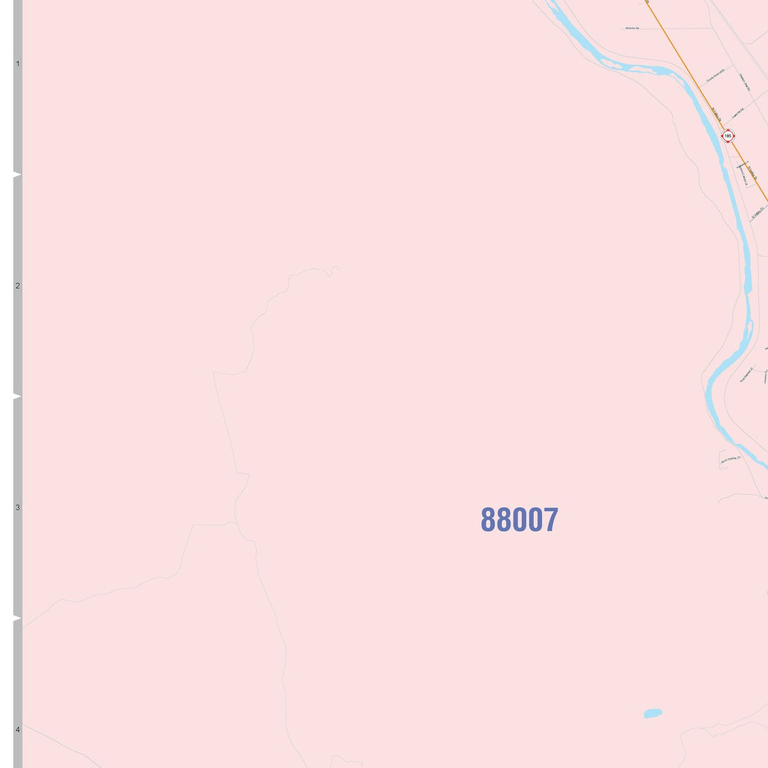 Color Cast Zip Code Style Wall Map of Las Cruces, NM