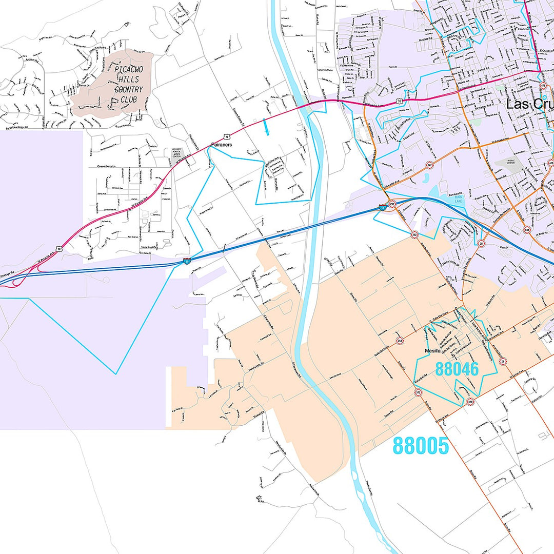 Premium Style Wall Map of Las Cruces, NM