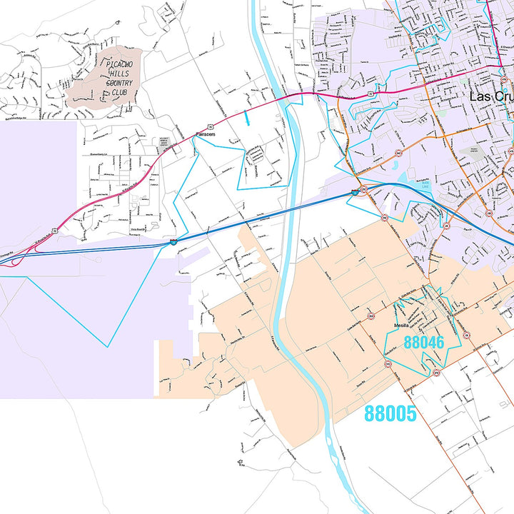 Premium Style Wall Map of Las Cruces, NM