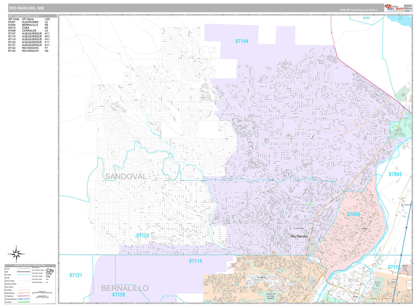 Premium Style Wall Map of Rio Rancho, NM