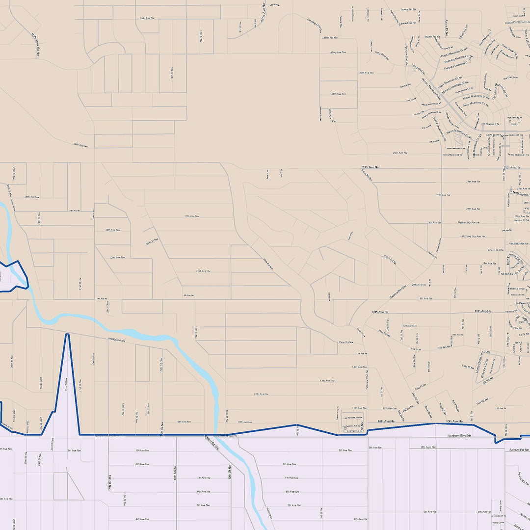 Color Cast Zip Code Style Wall Map of Rio Rancho, NM