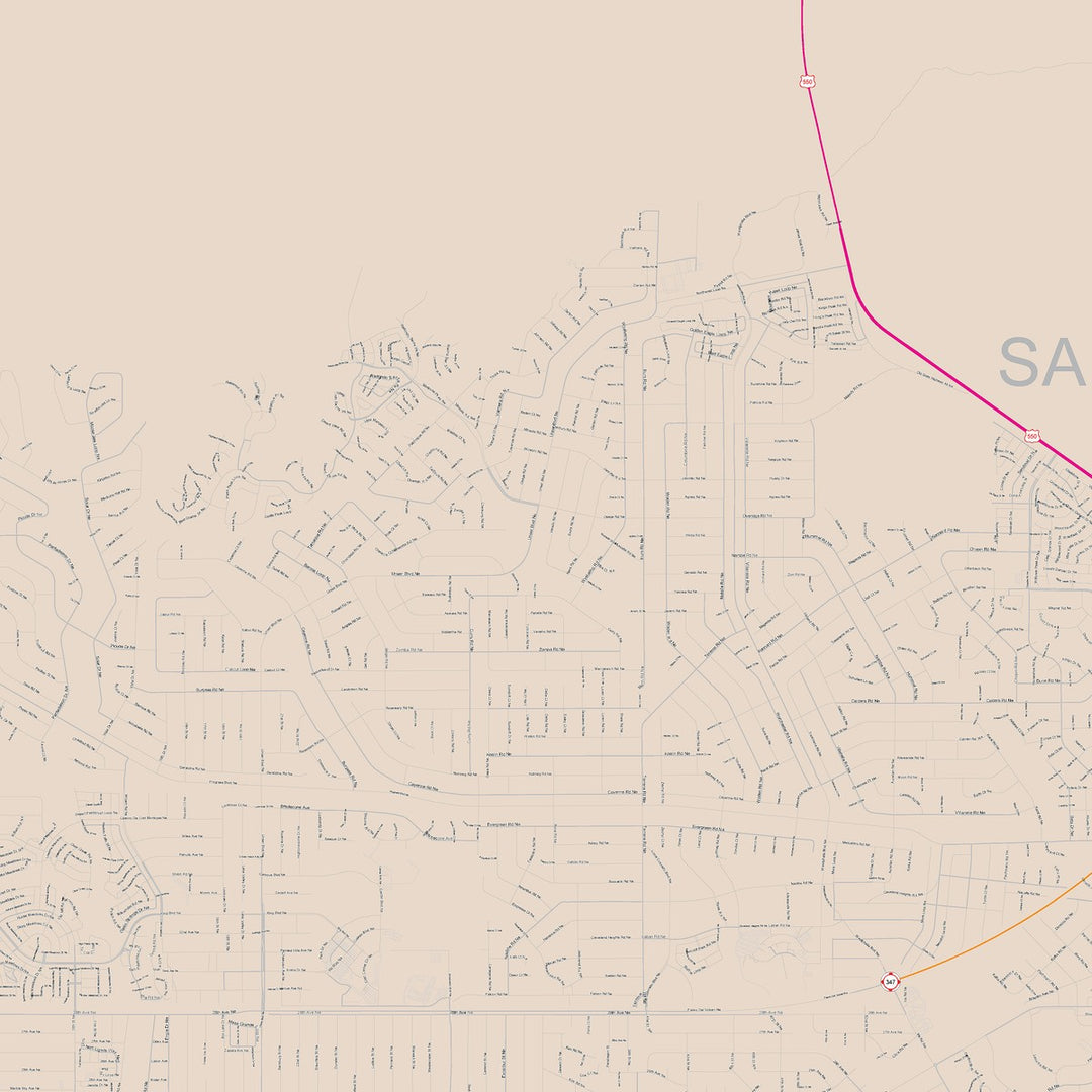 Color Cast Zip Code Style Wall Map of Rio Rancho, NM