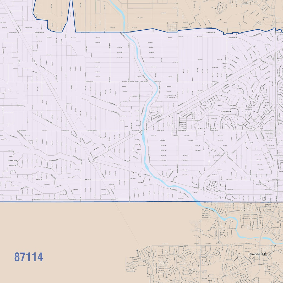 Color Cast Zip Code Style Wall Map of Rio Rancho, NM