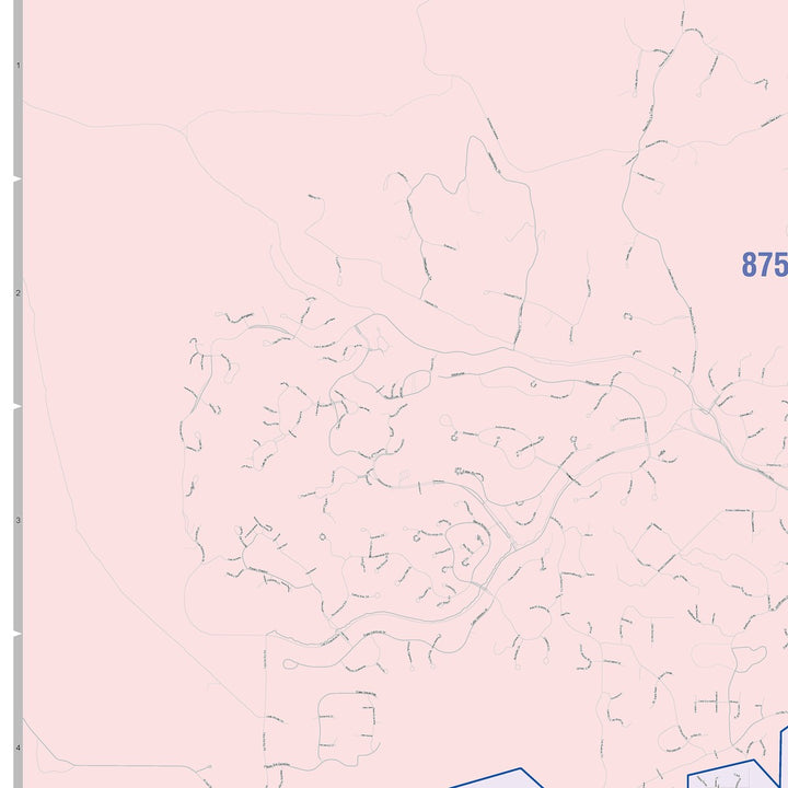 Color Cast Zip Code Style Wall Map of Santa Fe, NM