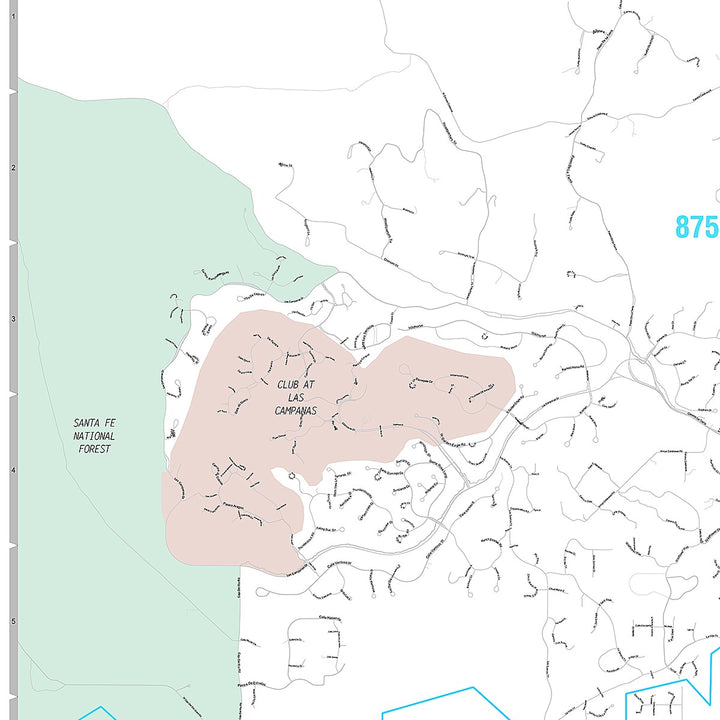 Premium Style Wall Map of Santa Fe, NM