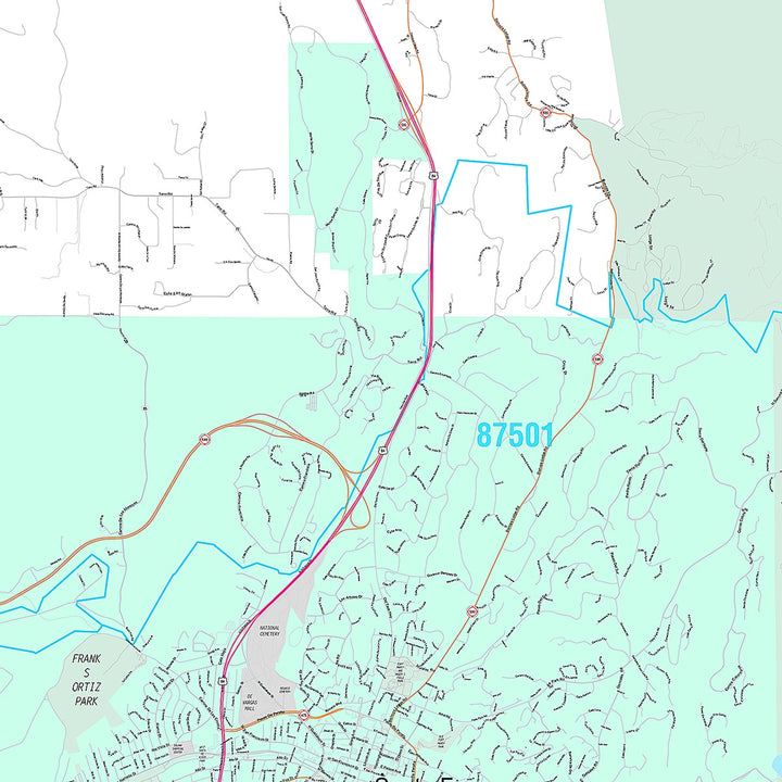 Premium Style Wall Map of Santa Fe, NM