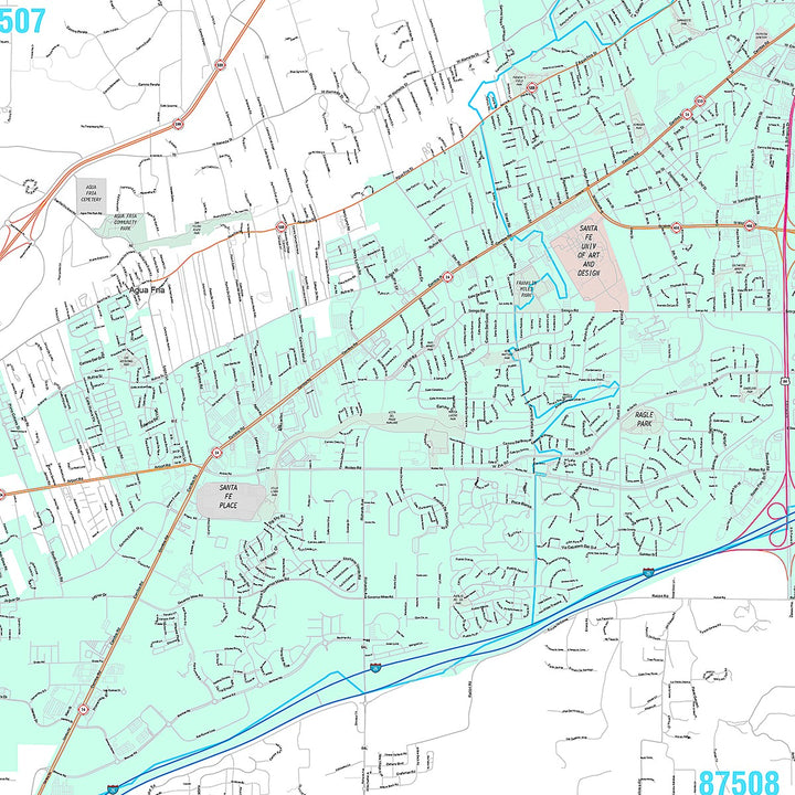 Premium Style Wall Map of Santa Fe, NM