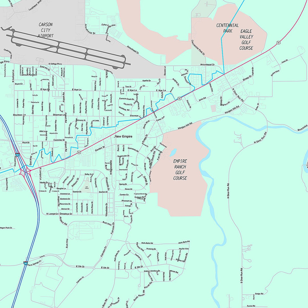 Premium Style Wall Map of Carson City, NV