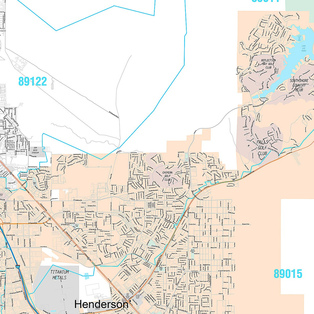 Premium Style Wall Map of Henderson NV.