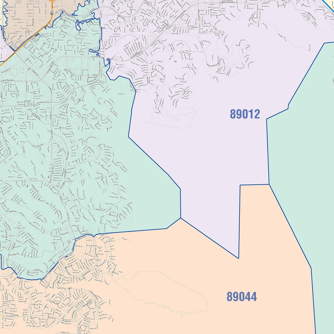 Color Cast Zip Code Style Wall Map of Henderson, NV